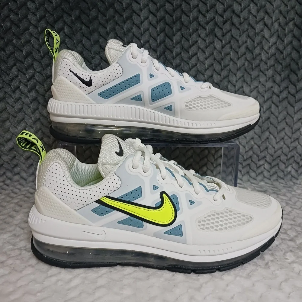 Nike Air Max Genome GS White Volt Blue Running Sneakers Shoes Sz 4.5Y Women's 6